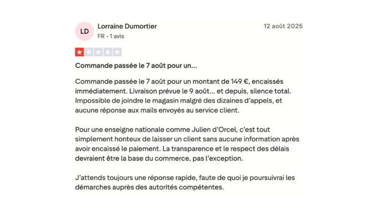 avis commande en ligne Julien d'Orcel